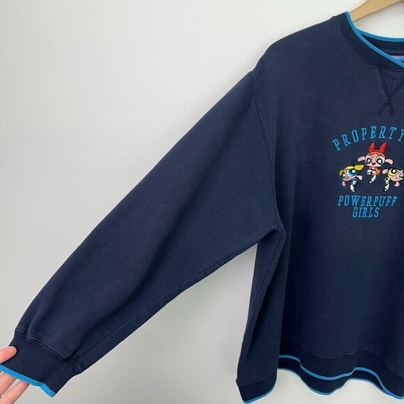 Cartoon Network Powerpuff Girls Vintage 2000 Y2K Navy Embroidered Crewneck Sweat - Picture 10 of 11